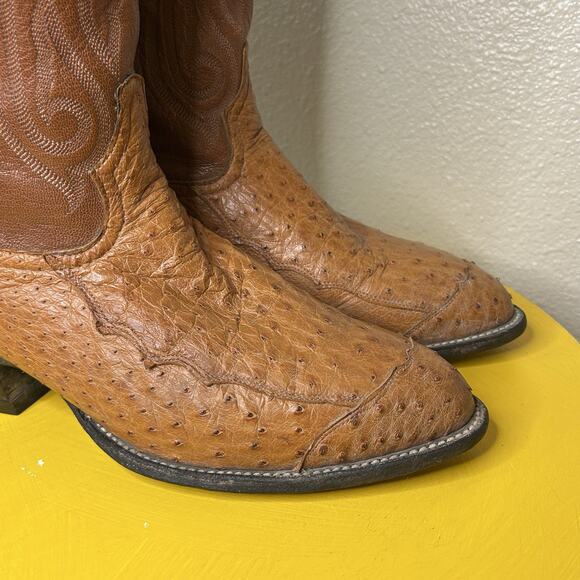 Tony Lama CZ906 Brittle Ostrich Quill Cowboy Western Mens Boots Size 10 D - Picture 2 of 16